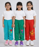Pure Cotton Embroidered 3/4 Pajama Pant for Casual wear for Girl Kids Age 0 To 6 Years (Pack of 3)