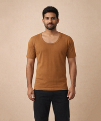 Fitto Men's Vest Ticker Plain Low Neck Half Sleeve Cotton | 5 Pack Combo | Soft Breathable Innerwear