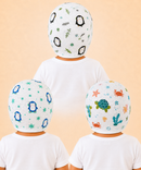 Baby Muslin Cotton Printed Bonnet Cap with Chin Tie – Soft & Comfortable Infant Headwear | 0–12 Months (Pack of 3)