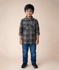 Kids Checked Cotton Shirt | Full Sleeve Casual Wear | Age 3–13 Years