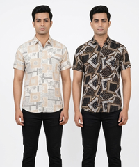 Men's Printed Casual Half Sleeve Shirt | Size - L,XL,2XL | Regular Fit Summer Resort Shirts for Men | Pack Of 2 Piece Combo