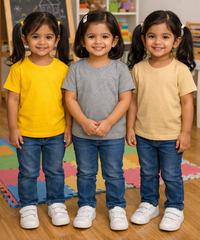 Kids Cotton Girls Tshirt Plain Multi Color | Age 0 to 6 Years (Pack of 3 Pieces)