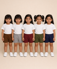 Pure Cotton Plain Shorts for Boys Kid with Elastic Age 1 to 4 Years (Pack of 10)