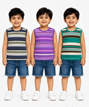Cotton Stripes Kids Sleeveless Tshirt (Pack of 3)