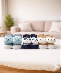 Soft Cotton Baby Booties | 0 to 12 Months (Pack of 3 Pairs)