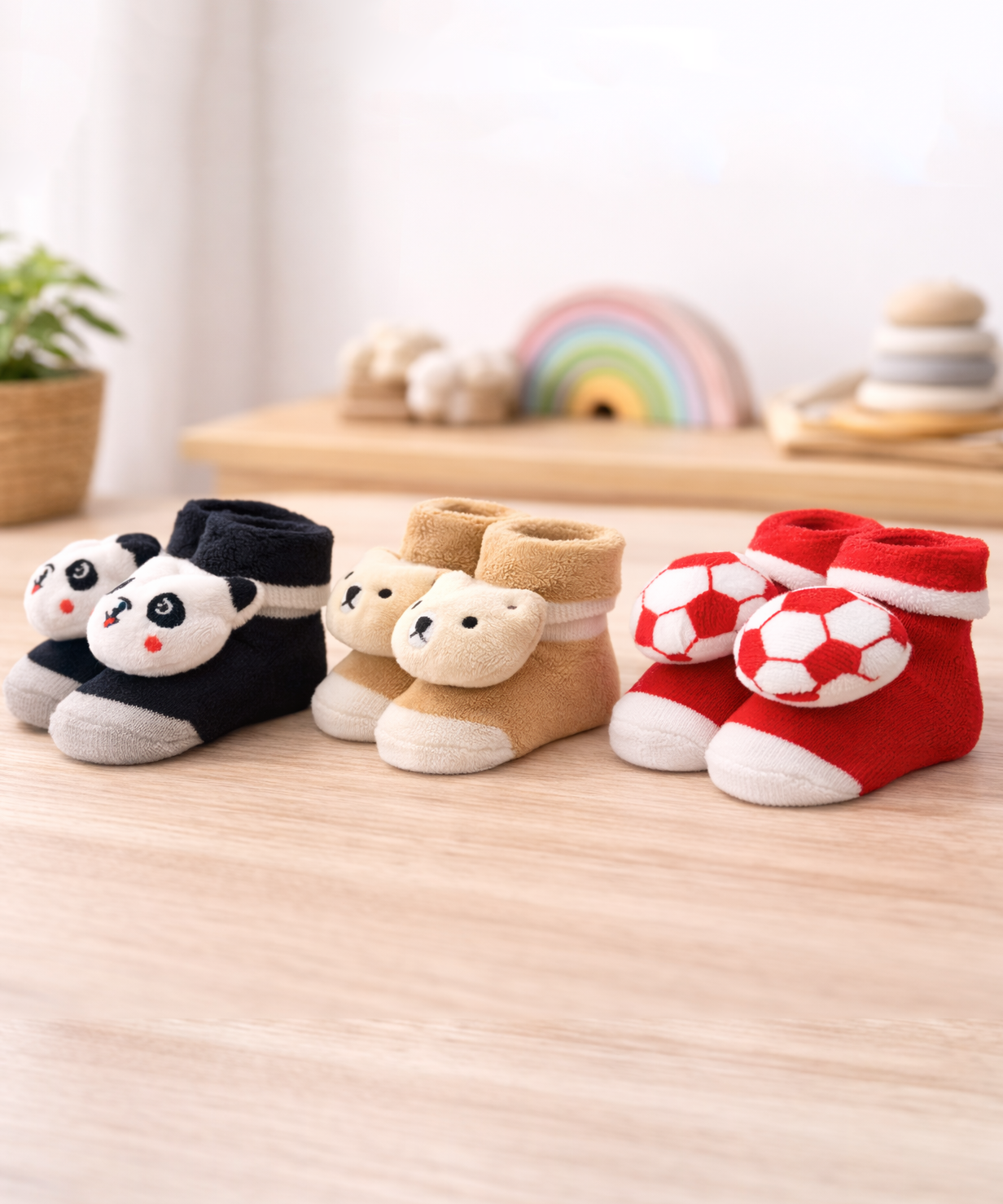 Soft Cotton Baby Booties | 0 to 12 Months (Pack of 3 Pairs)