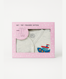 Babies Gift Box Co-ord Set | Tshirt, Trackpant, Cap, Mittens for New Born Babies | Age 3-18 Months