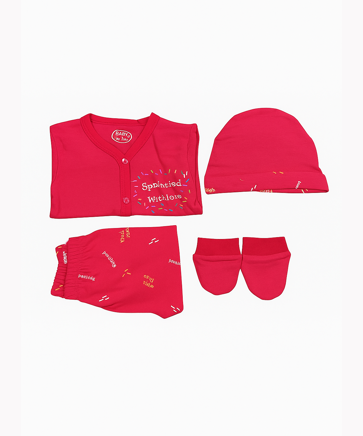 Babies Gift Box Co-ord Set | Tshirt, Trackpant, Cap, Mittens for New Born Babies | Age 3-18 Months