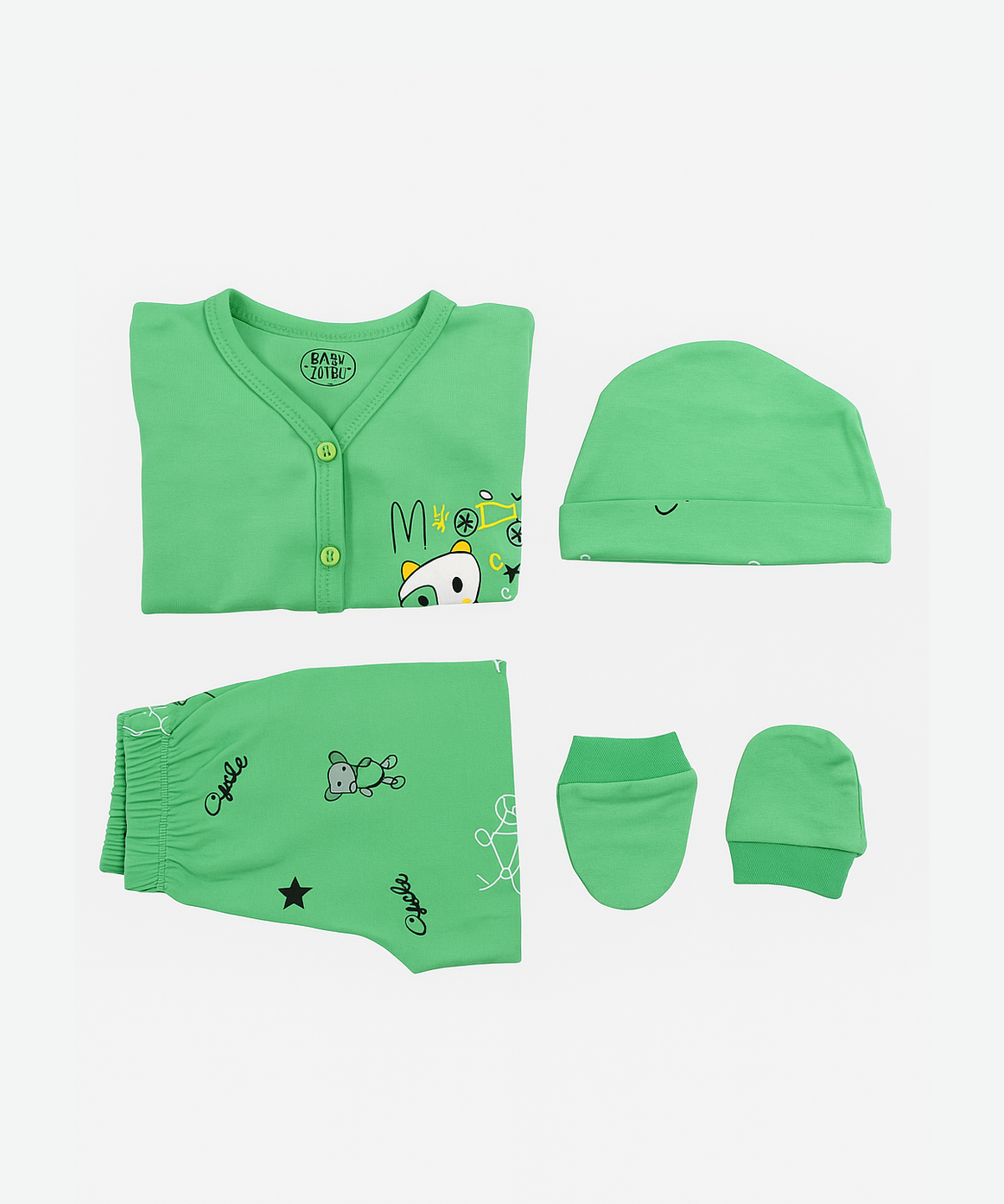 Babies Gift Box Co-ord Set | Tshirt, Trackpant, Cap, Mittens for New Born Babies | Age 3-18 Months