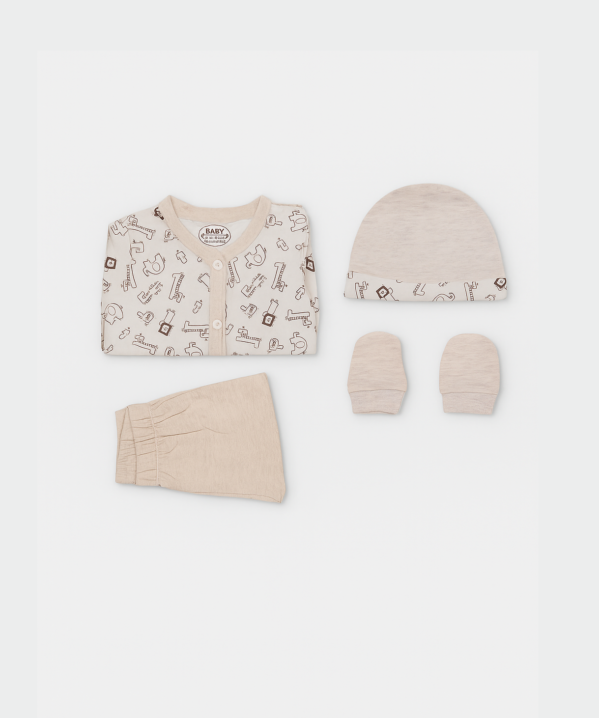 Babies Gift Box Co-ord Set | Tshirt, Trackpant, Cap, Mittens for New Born Babies | Age 3-18 Months