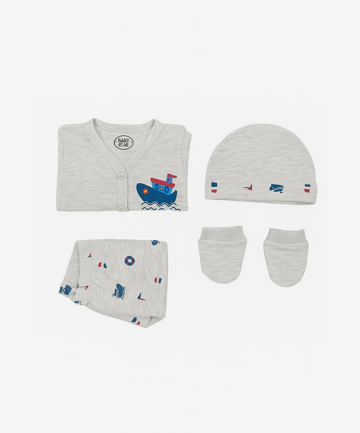 Babies Gift Box Co-ord Set | Tshirt, Trackpant, Cap, Mittens for New Born Babies | Age 3-18 Months