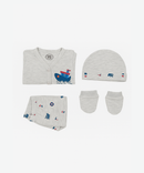 Babies Gift Box Co-ord Set | Tshirt, Trackpant, Cap, Mittens for New Born Babies | Age 3-18 Months