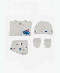 Babies Gift Box Co-ord Set | Tshirt, Trackpant, Cap, Mittens for New Born Babies | Age 3-18 Months