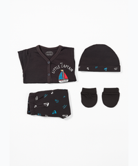 Babies Gift Box Co-ord Set | Tshirt, Trackpant, Cap, Mittens for New Born Babies | Age 3-18 Months