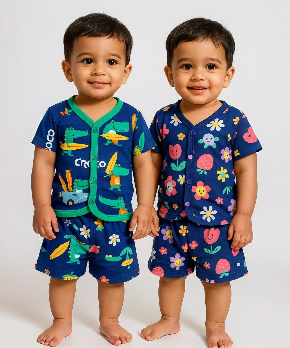Babies Jabla Co-ord Set | Tshirt and Shorts for Infant and New Born Babies | Age New Born Baby (Pack of 2)