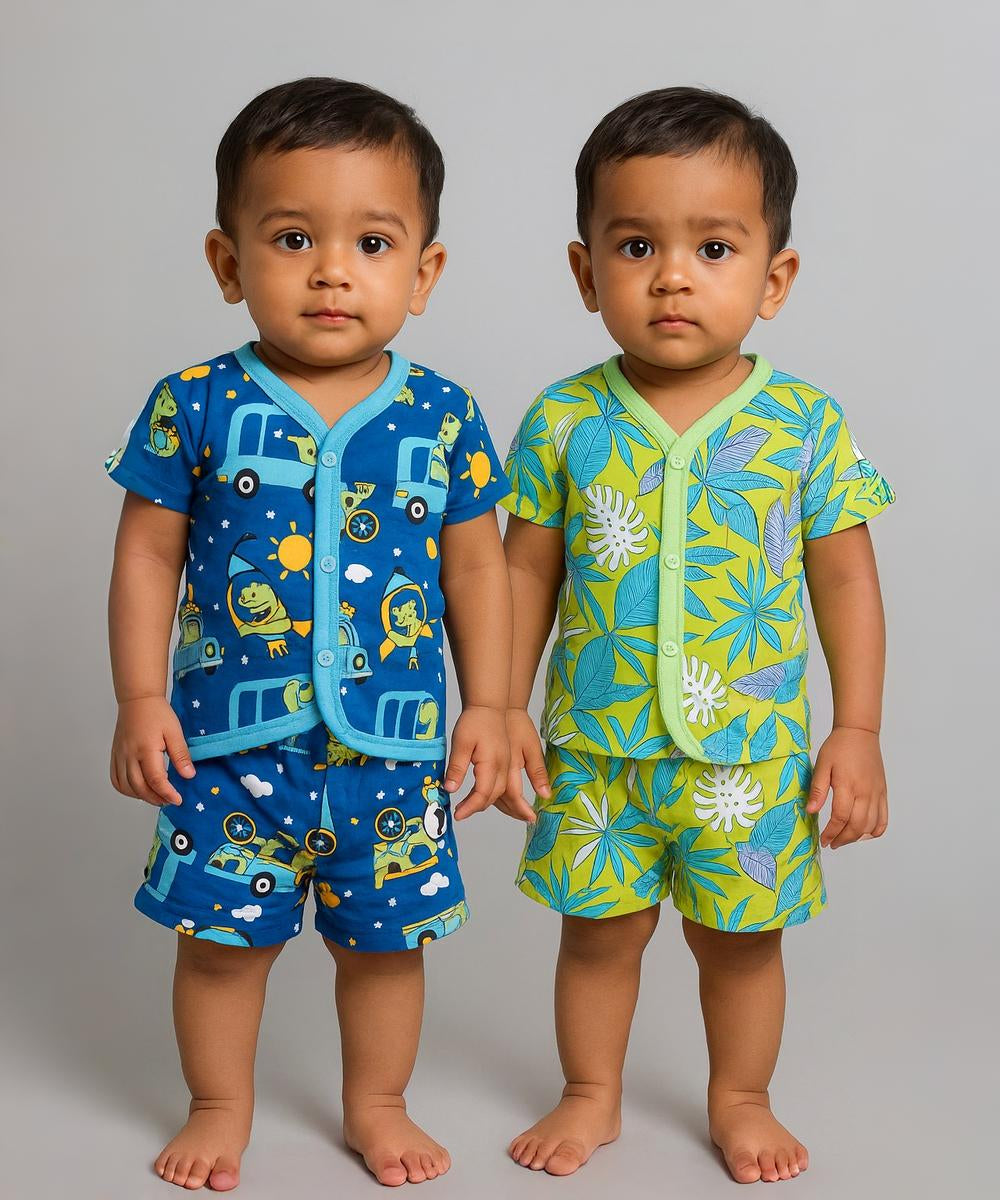 Babies Jabla Co-ord Set | Tshirt and Shorts for Infant and New Born Babies | Age 9-12 Months (Pack of 2)