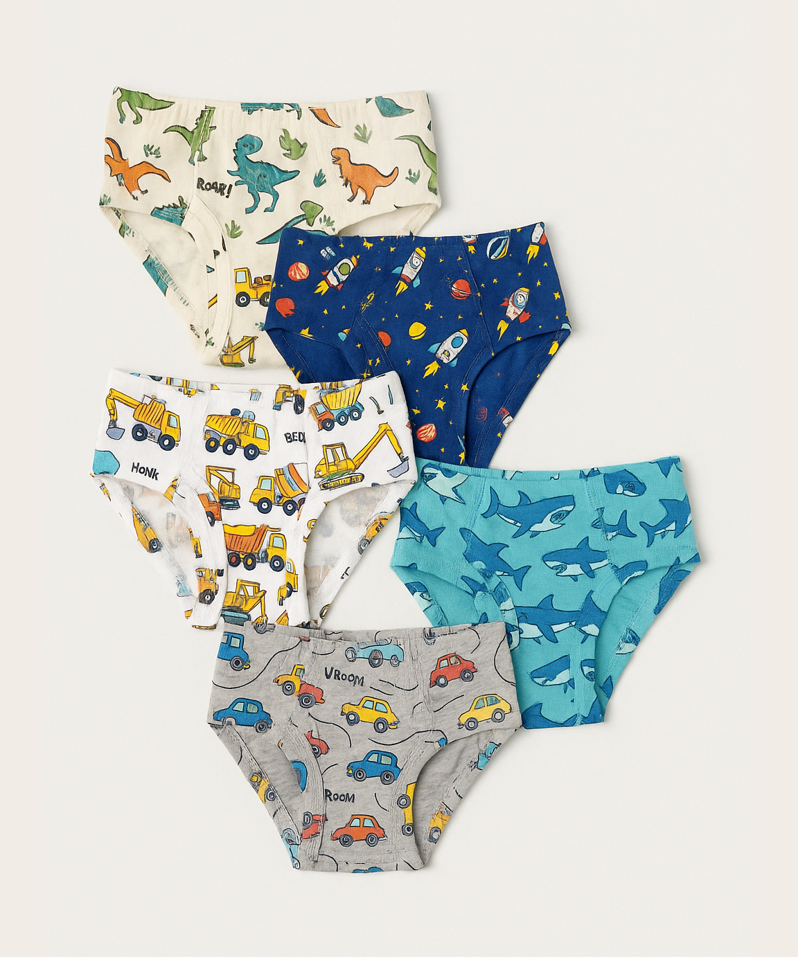 Boy Kids Printed Underwear Brief 100% Pure Cotton for 1-9 Years (Pack of 5)