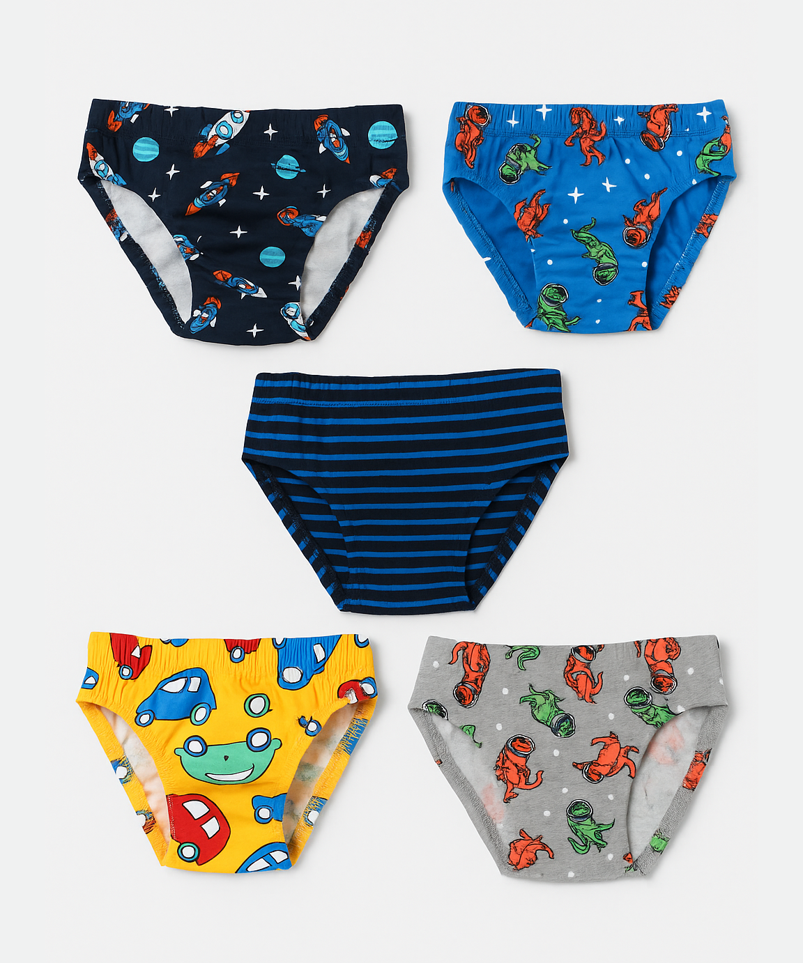 Boy Kids Printed Underwear Brief 100% Pure Cotton for 1-9 Years (Pack of 5)