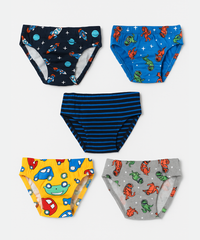 Boy Kids Printed Underwear Brief 100% Pure Cotton for 1-9 Years (Pack of 5)