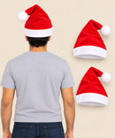 Christmas Santa Claus Cap for Adult Men and Women Unisex | Fleece Fabric | Red Color & Border White Cuff (Combo Pack)