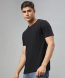 Premium Cotton Black Plain Round Neck Tshirt