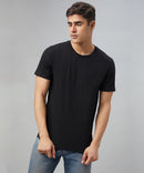 Premium Cotton Black Plain Round Neck Tshirt