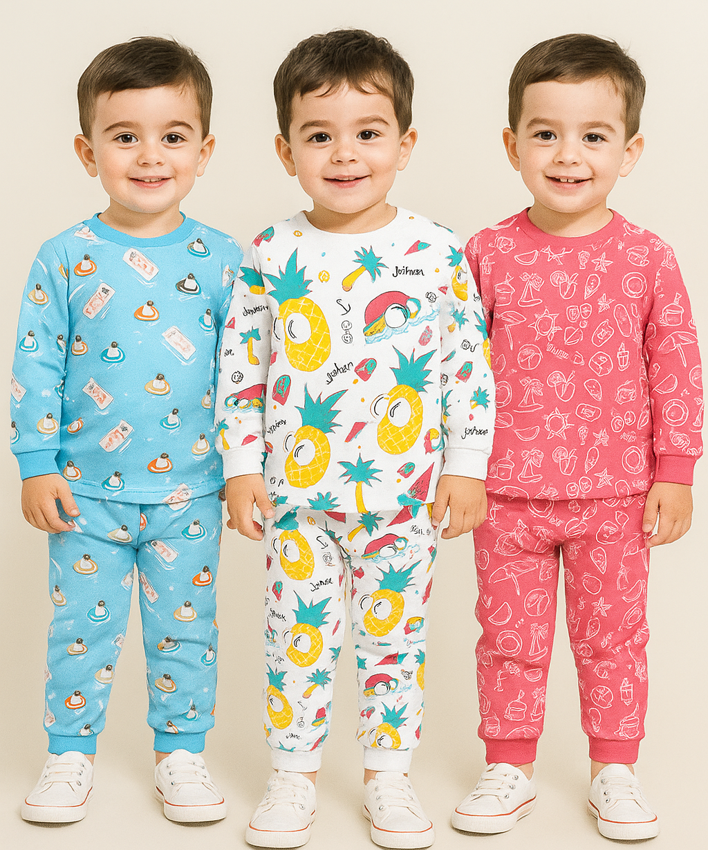 Boy Babies Co-ord Set | Full sleeve Tshirt and Trackpant for Boy Baby | Sizes Age 3-6 Months (Pack of 3 Set)