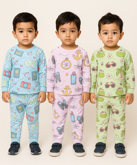 Boy Babies Co-ord Set | Full sleeve Tshirt and Trackpant for Boy Baby | Sizes Age 3-6 Months (Pack of 3 Set)