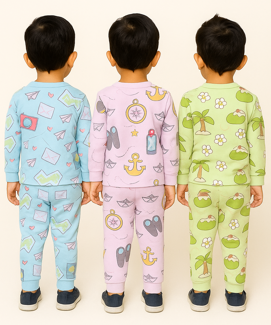 Boy Babies Co-ord Set | Full sleeve Tshirt and Trackpant for Boy Baby | Sizes Age 3-6 Months (Pack of 3 Set)