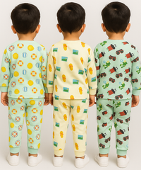 Boy Babies Co-ord Set | Full sleeve Tshirt and Trackpant for Boy Baby | Sizes Age 3-6 Months (Pack of 3 Set)