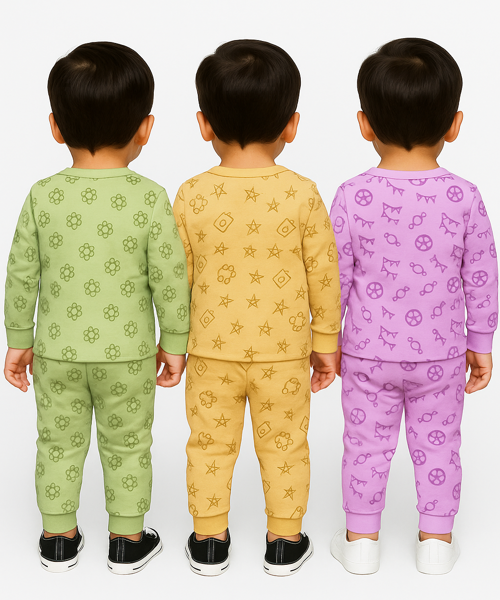 Boy Babies Co-ord Set | Full sleeve Tshirt and Trackpant for Boy Baby | Sizes Age 3-18 Months (Pack of 3 Set)