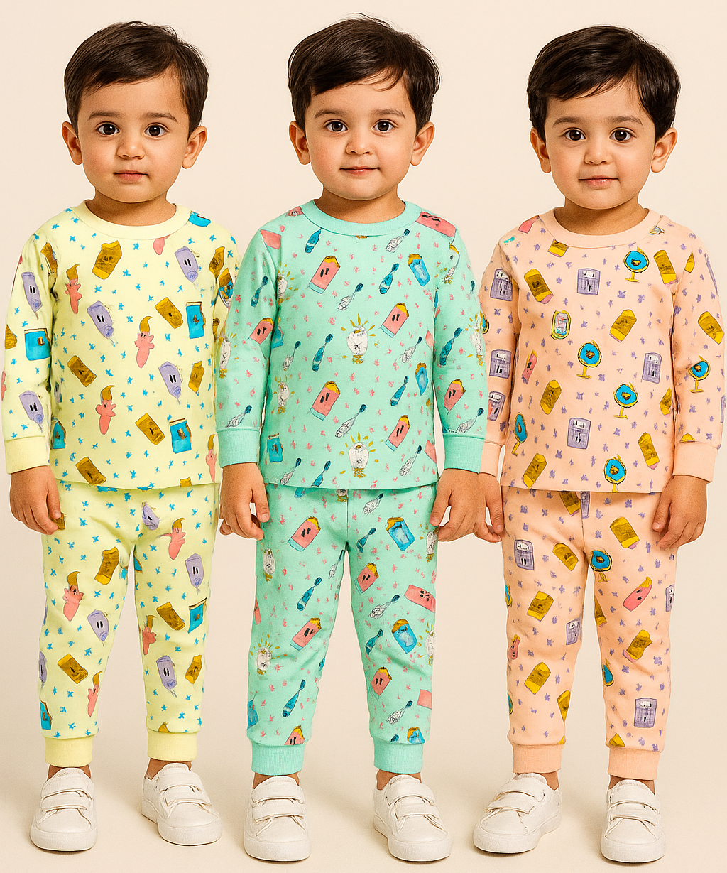 Boy Babies Co-ord Set | Full sleeve Tshirt and Trackpant for Boy Baby | Sizes Age 3-18 Months (Pack of 3 Set)
