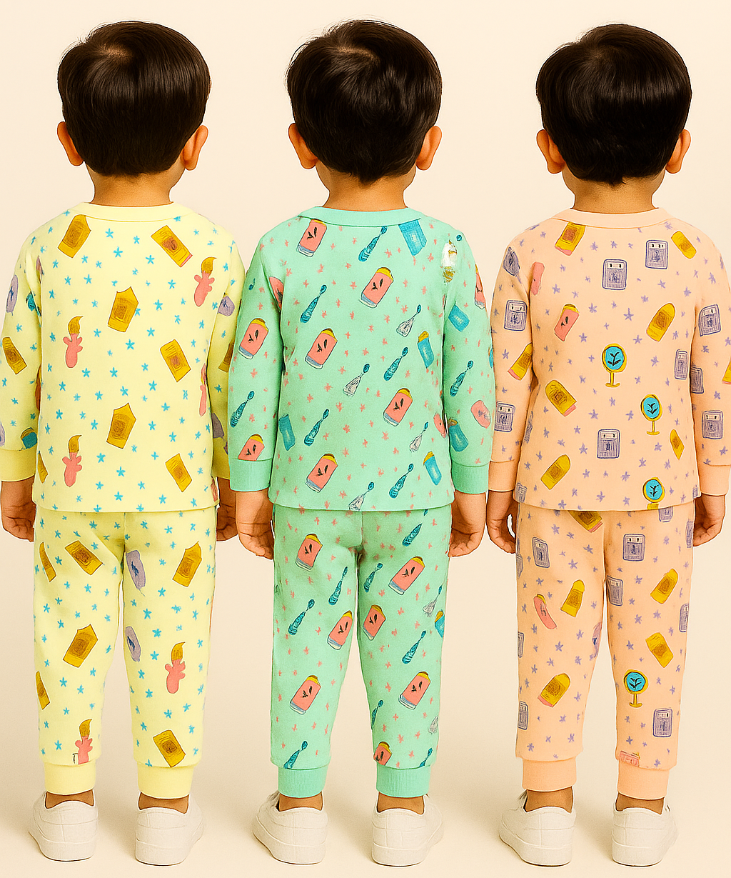 Boy Babies Co-ord Set | Full sleeve Tshirt and Trackpant for Boy Baby | Sizes Age 3-18 Months (Pack of 3 Set)