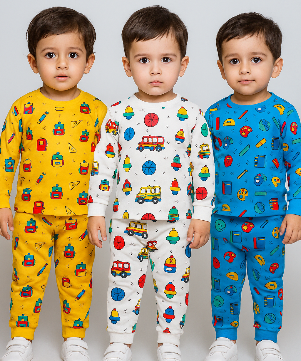 Boy Babies Co-ord Set | Full sleeve Tshirt and Trackpant for Boy Baby | Sizes Age 3-18 Months (Pack of 3 Set)