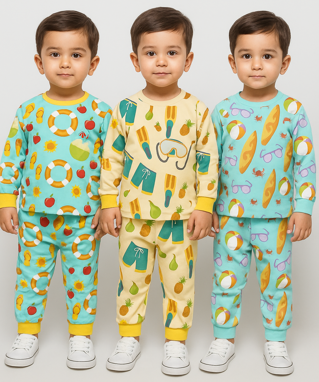 Boy Babies Co-ord Set | Full sleeve Tshirt and Trackpant for Boy Baby | Sizes Age 3-18 Months (Pack of 3 Set)
