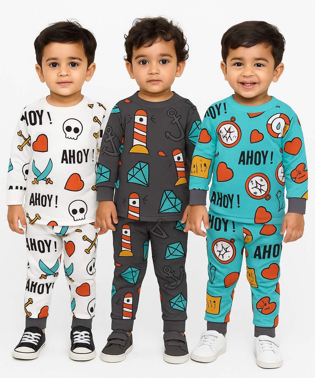 Boy Babies Co-ord Set | Full sleeve Tshirt and Trackpant for Boy Baby | Sizes Age 3-18 Months (Pack of 3 Set)