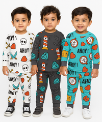 Boy Babies Co-ord Set | Full sleeve Tshirt and Trackpant for Boy Baby | Sizes Age 3-6 Months (Pack of 3 Set)