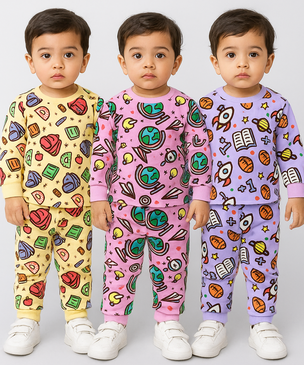 Boy Babies Co-ord Set | Full sleeve Tshirt and Trackpant for Boy Baby | Sizes Age 3-18 Months (Pack of 3 Set)