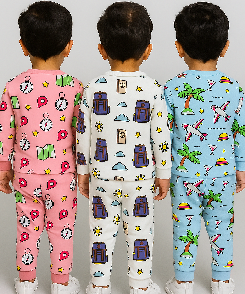 Boy Babies Co-ord Set | Full sleeve Tshirt and Trackpant for Boy Baby | Sizes Age 3-18 Months (Pack of 3 Set)