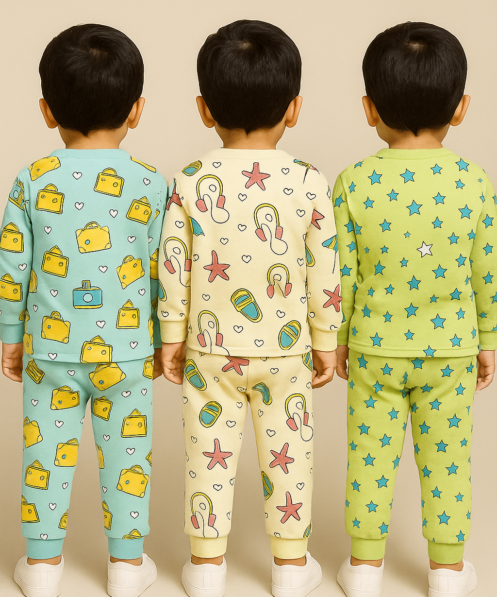 Boy Babies Co-ord Set | Full sleeve Tshirt and Trackpant for Boy Baby | Sizes Age 3-18 Months (Pack of 3 Set)