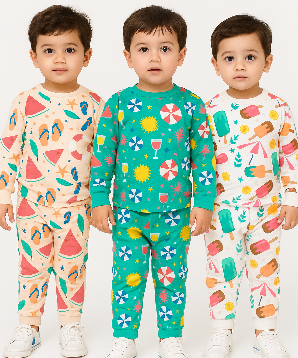 Boy Babies Co-ord Set | Full sleeve Tshirt and Trackpant for Boy Baby | Sizes Age 3-18 Months (Pack of 3 Set)