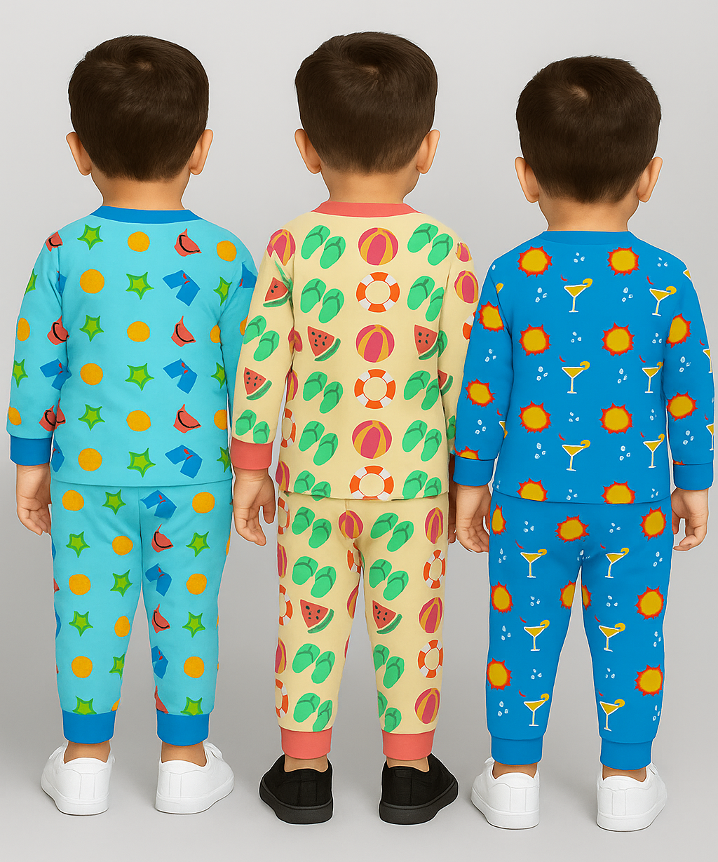 Boy Babies Co-ord Set | Full sleeve Tshirt and Trackpant for Boy Baby | Sizes Age 3-18 Months (Pack of 3 Set)