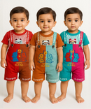 Boy & Girl Baby Printed Romper Suit Dress | Dungaree Set | 100% Pure Cotton | Age 18 to 24 Months (Pack of 3 Sets Combo) - 57