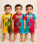 Boy & Girl Baby Printed Romper Suit Dress | Dungaree Set | 100% Pure Cotton | Age 18 to 24 Months (Pack of 3 Sets Combo) - 57