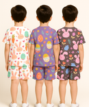 Boys Cotton Cartoon Printed Kids Co-ord Set Combo | Age 1 to 10 Years | Tshirt & Shorts (Combo Set Pack of 3)