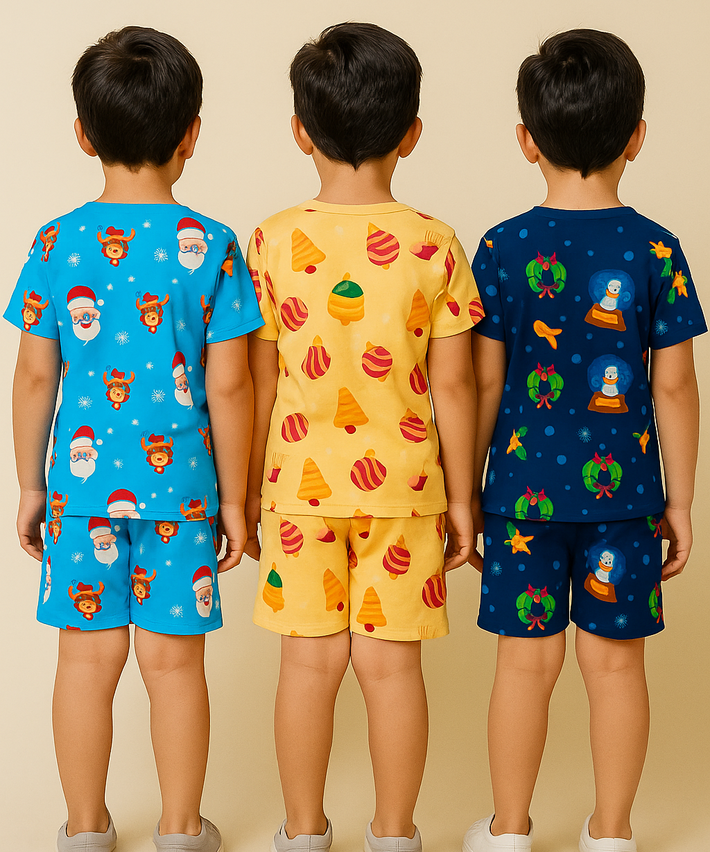 Boys Cotton Cartoon Printed Kids Co-ord Set Combo | Age 1 to 10 Years | Tshirt & Shorts (Combo Set Pack of 3)