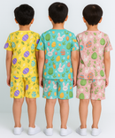 Boys Cotton Cartoon Printed Kids Co-ord Set Combo | Age 1 to 10 Years | Tshirt & Shorts (Combo Set Pack of 3)
