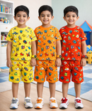 Boys Cotton Cartoon Printed Kids Co-ord Set Combo | Age 1 to 10 Years | Tshirt & Shorts (Combo Set Pack of 3)