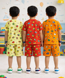 Boys Cotton Cartoon Printed Kids Co-ord Set Combo | Age 1 to 10 Years | Tshirt & Shorts (Combo Set Pack of 3)