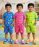 Boys Cotton Cartoon Printed Kids Co-ord Set Combo | Age 1 to 10 Years | Tshirt & Shorts (Combo Set Pack of 3)